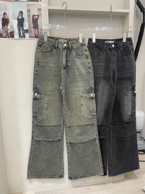 2色牛仔工裝褲
